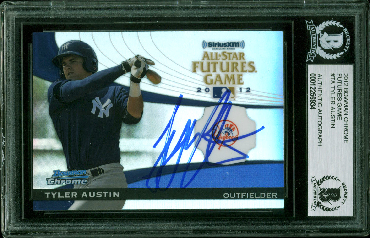 Yankees Tyler Austin Signed 2012 Bowman Chrome FG #TA Rookie Card BAS Slabbed