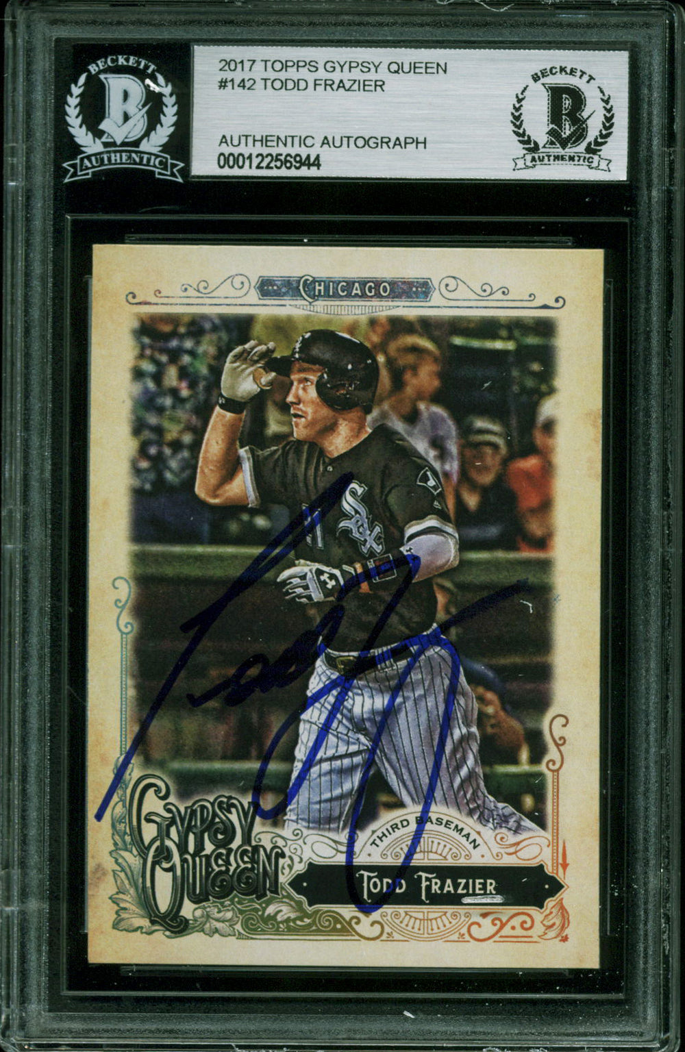 White Sox Todd Frazier Signed 2017 Topps Gypsy Queen #142 Card BAS Slabbed