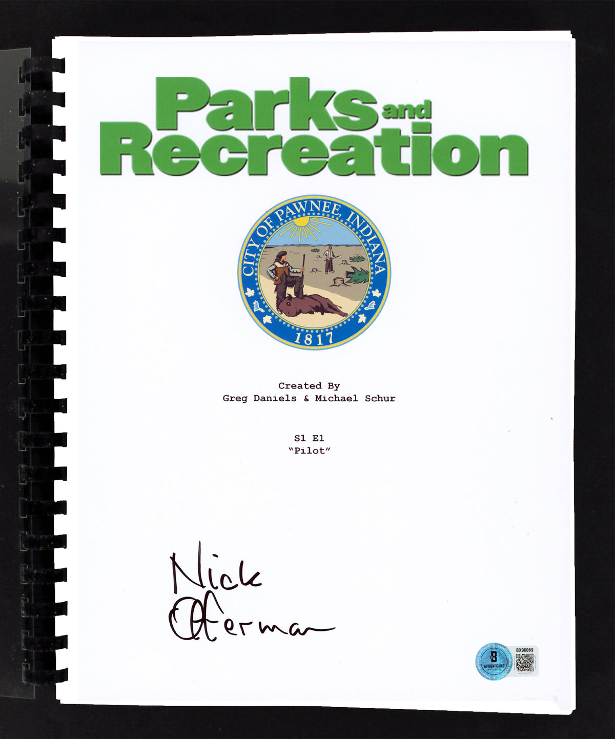 Nick Offerman Parks & Recreation Authentic Signed Movie Script BAS #BX96069