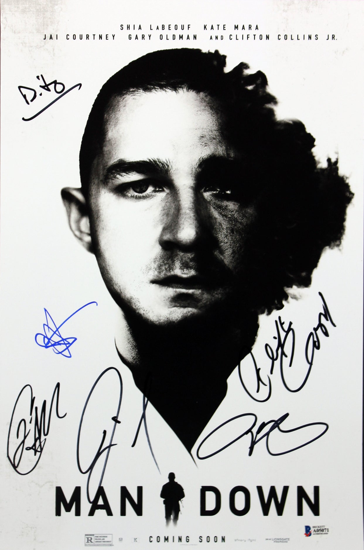 Man Down Cast (6) Labeouf, Courtney, Collins Signed 11x17 Photo BAS #A05071