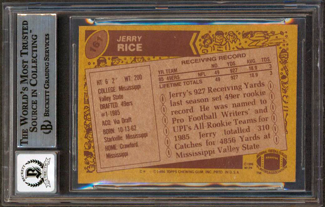 49ers Jerry Rice "HOF 2010" Signed 1986 Topps #161 RC Card Auto 10 BAS Slabbed 1