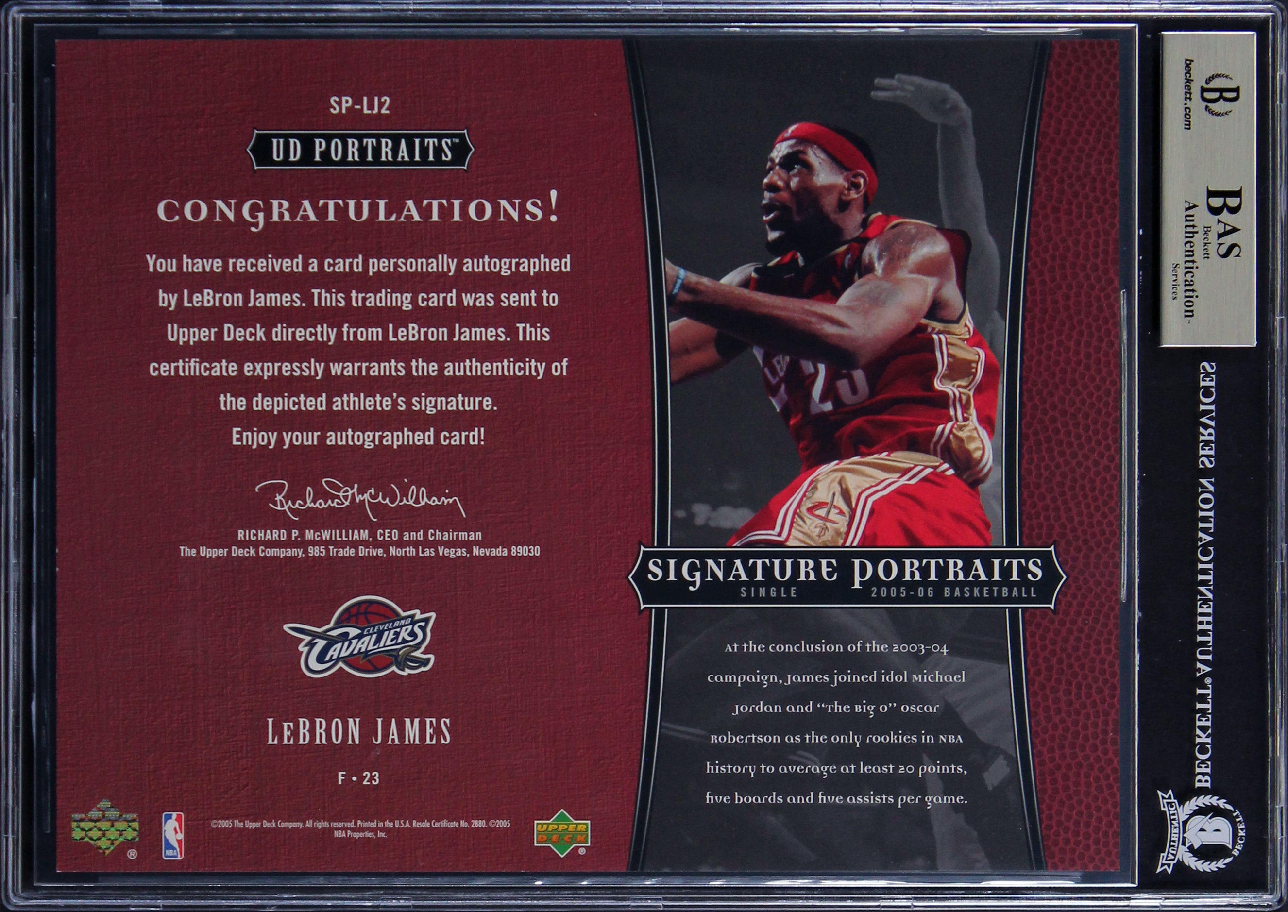 LeBron James Signed 2005 UD 8x10 Signature Portraits #LJ2 Card Auto 10! BAS Slab