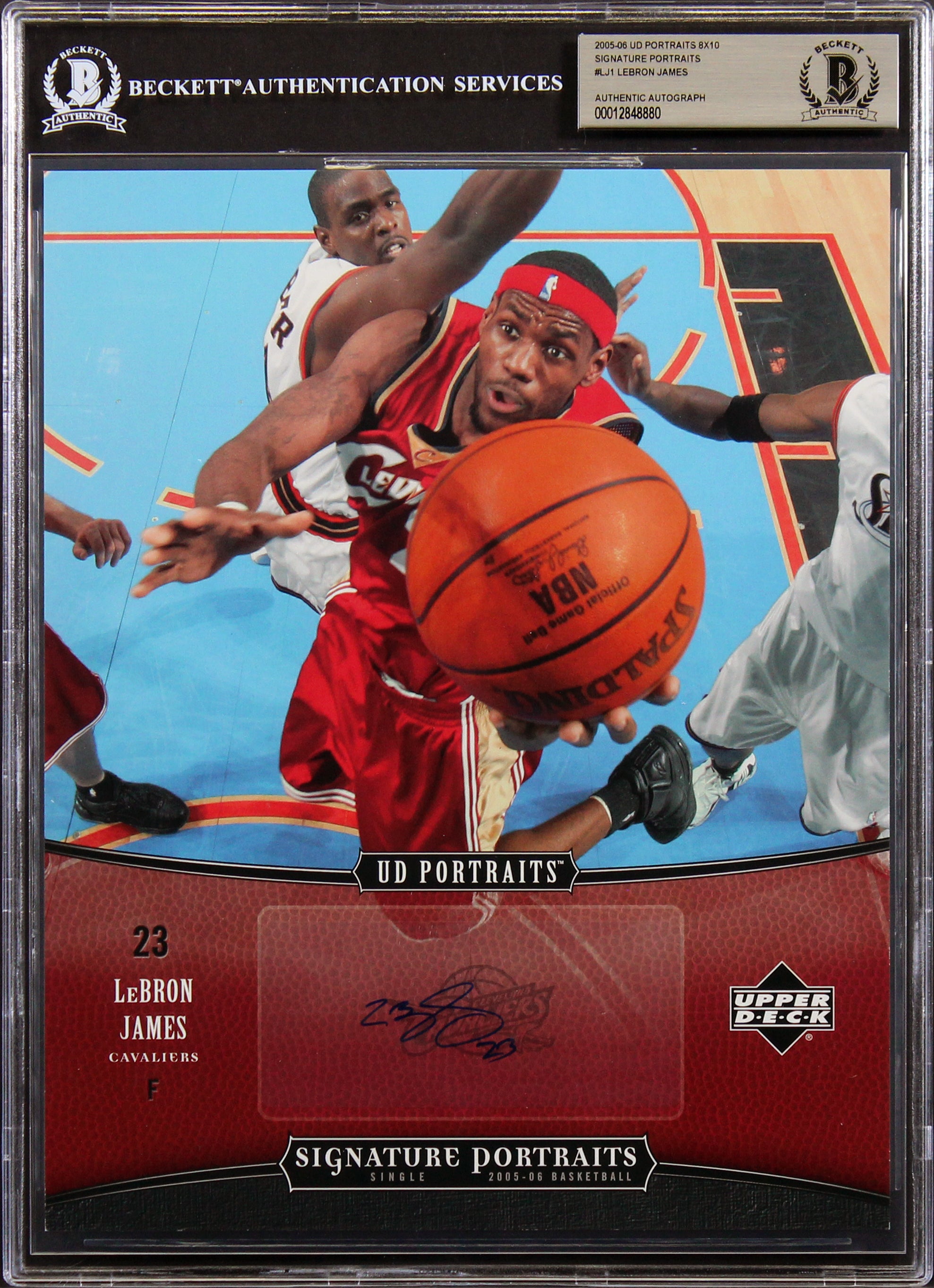 LeBron James Signed 2005 UD 8x10 Signature Portraits #LJ1 Card Auto 10! BAS Slab