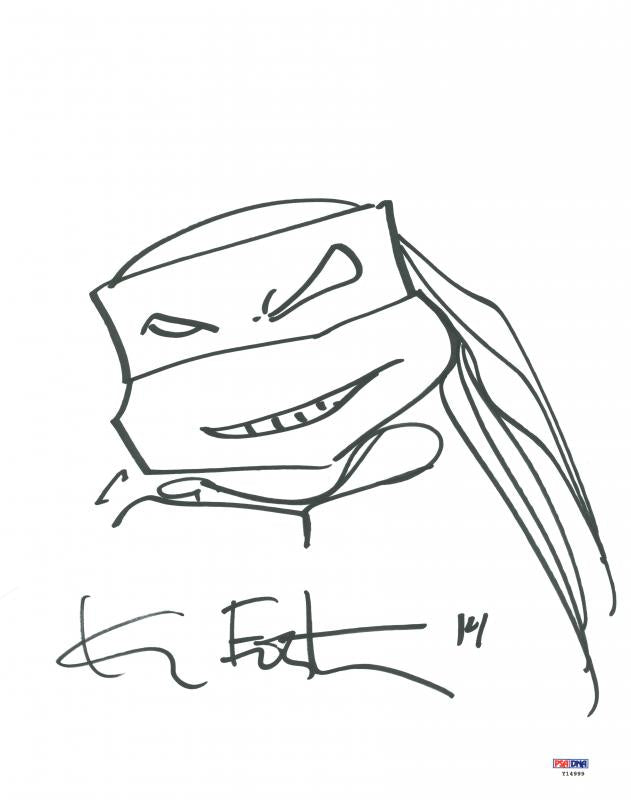 Kevin Eastman Authentic Signed 11X14 Ninja Turtles Sketch PSA/DNA #Y14999