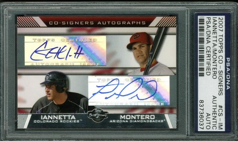 Chris Iannetta & Miguel Montero Signed Card 2007 Topps Co-Signers PSA Slabbed