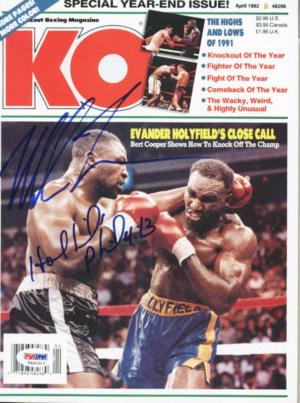 Mike Tyson & Evander Holyfield Boxing Authentic Signed Ko Magazine PSA #5A46313