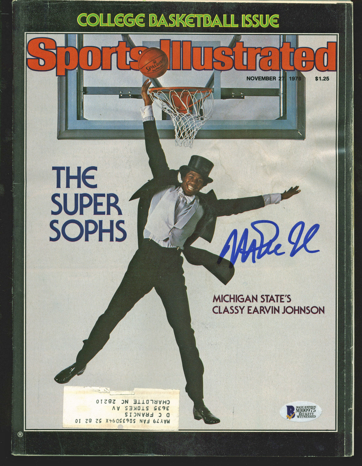 Lakers Magic Johnson Signed Nov. 1978 Sports Illustrated Magazine BAS #MJ00975