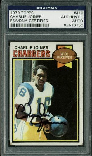 Chargers Charlie Joiner Authentic Signed Card 1979 Topps #419 PSA/DNA Slabbed