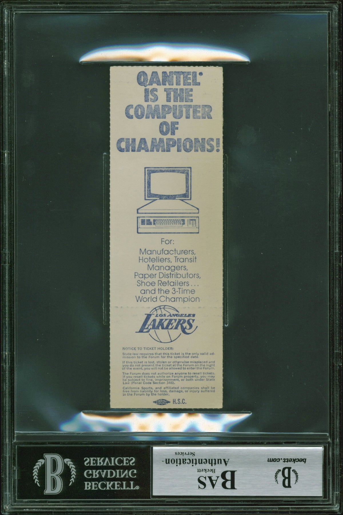 Lakers Magic Johnson Signed 2x6 10/13/83 Vs. Celtics Ticket Stub BAS Slabbed 2
