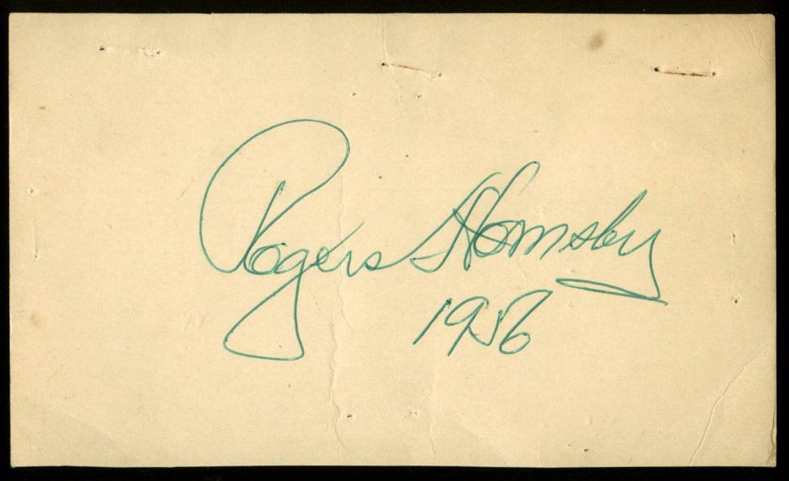 Cardinals Rogers Hornsby "1956" Authentic Signed 3.25x5.5 Postcard JSA #Y33789