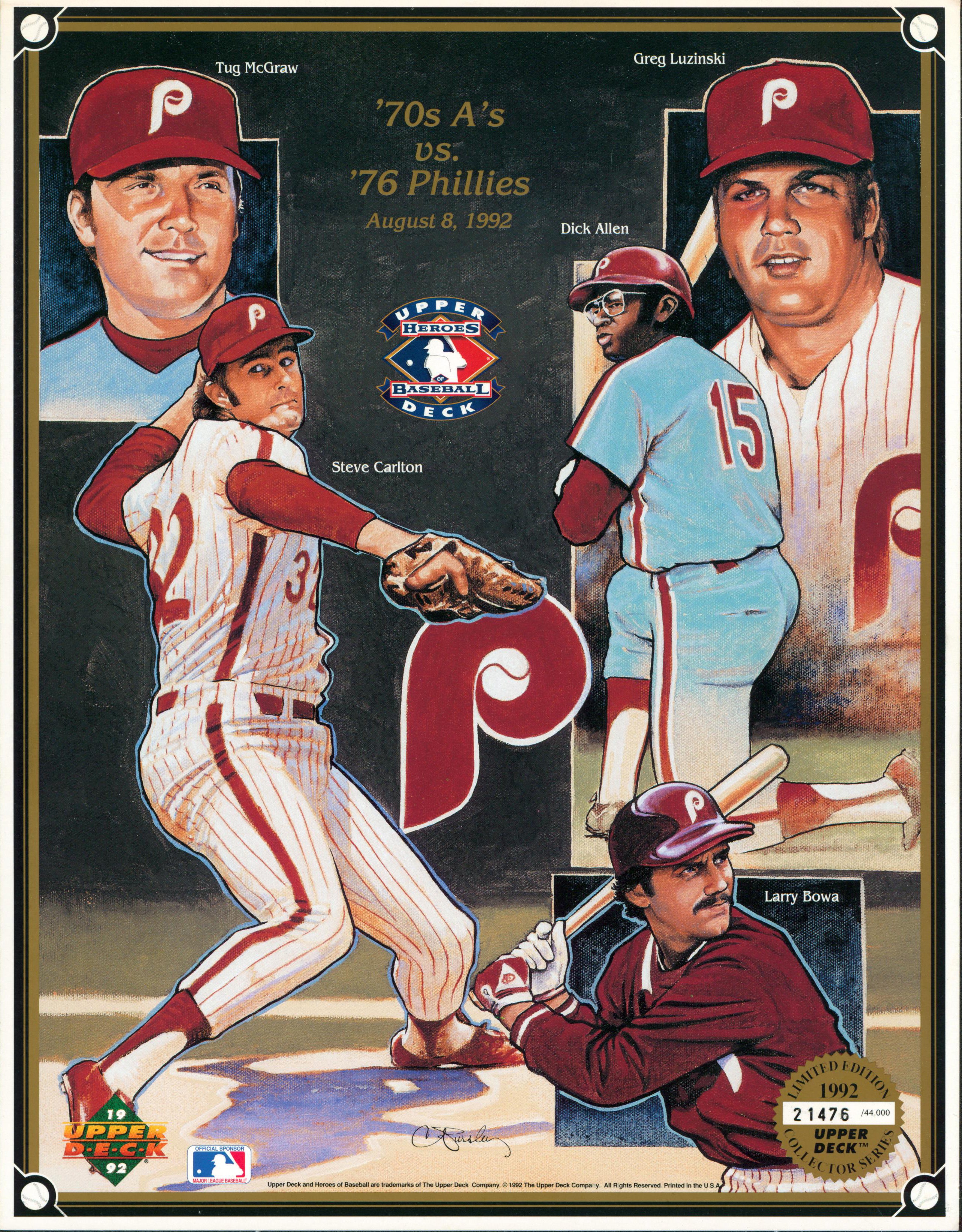 Phillies 8x10 Photo 1992 Heroes Baseball '70s A's vs. '76 Phillies #21476/44000