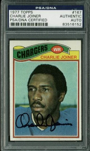 Chargers Charlie Joiner Authentic Signed Card 1977 Topps #167 PSA/DNA Slabbed