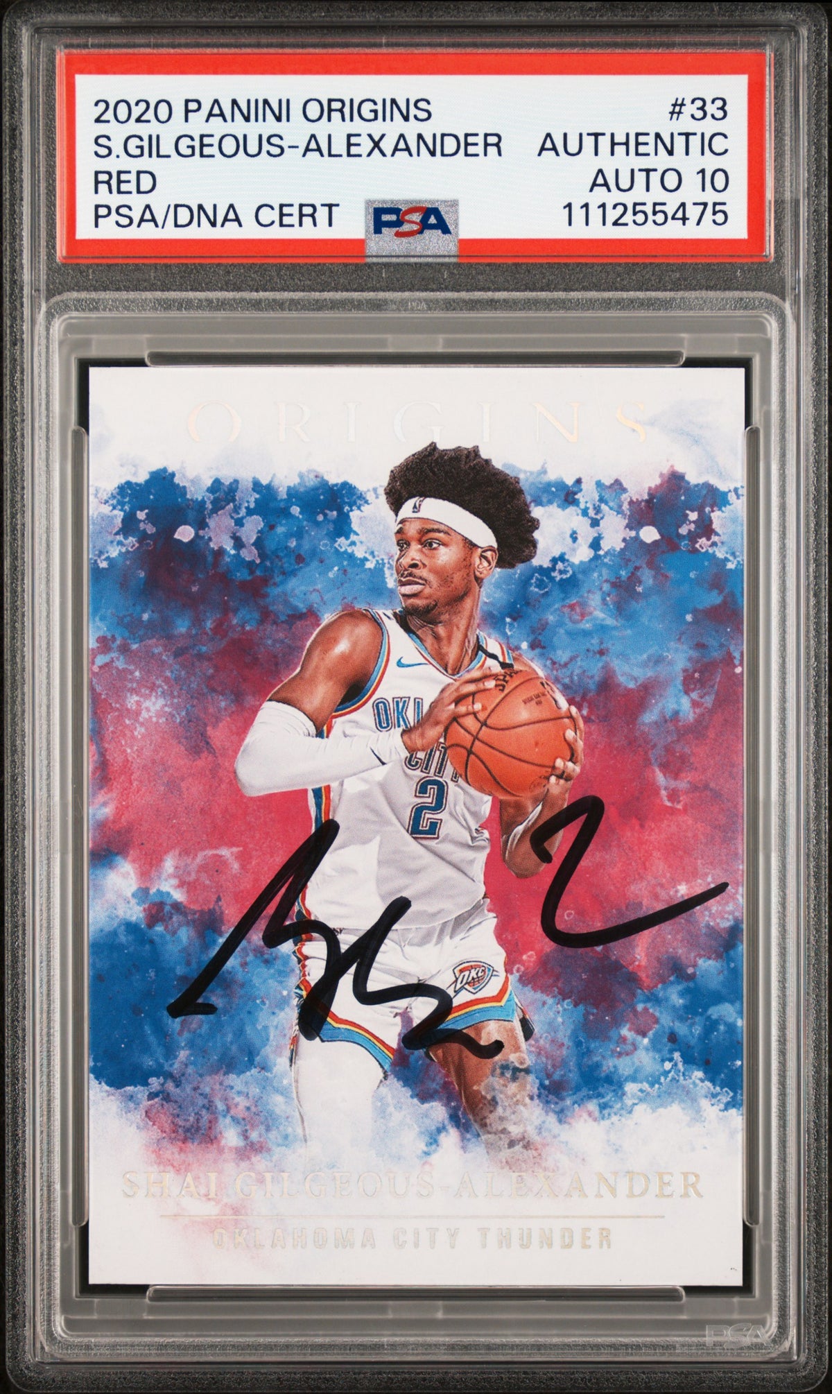 Shai Gilgeous-Alexander Signed 2020 Panini Origins Red #33 Card Auto 10 PSA Slab