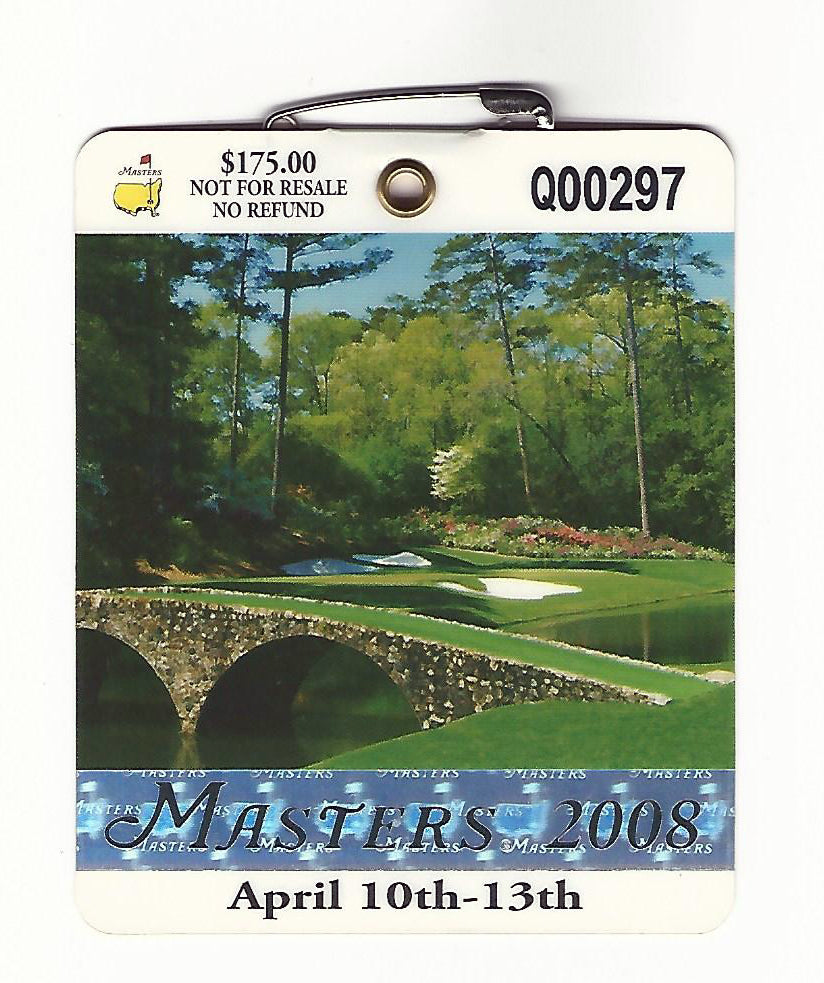 2008 Masters Augusta National Golf Club Badge Ticket Trevor Immelman Wins PGA