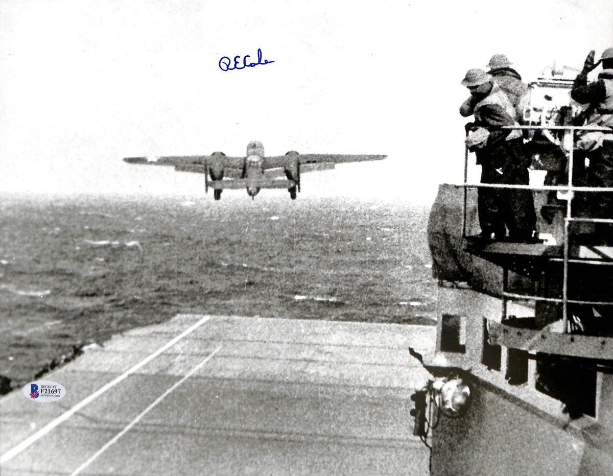 Richard E. Cole WWII Doolittle Raid Authentic Signed 11x14 Photo BAS 1