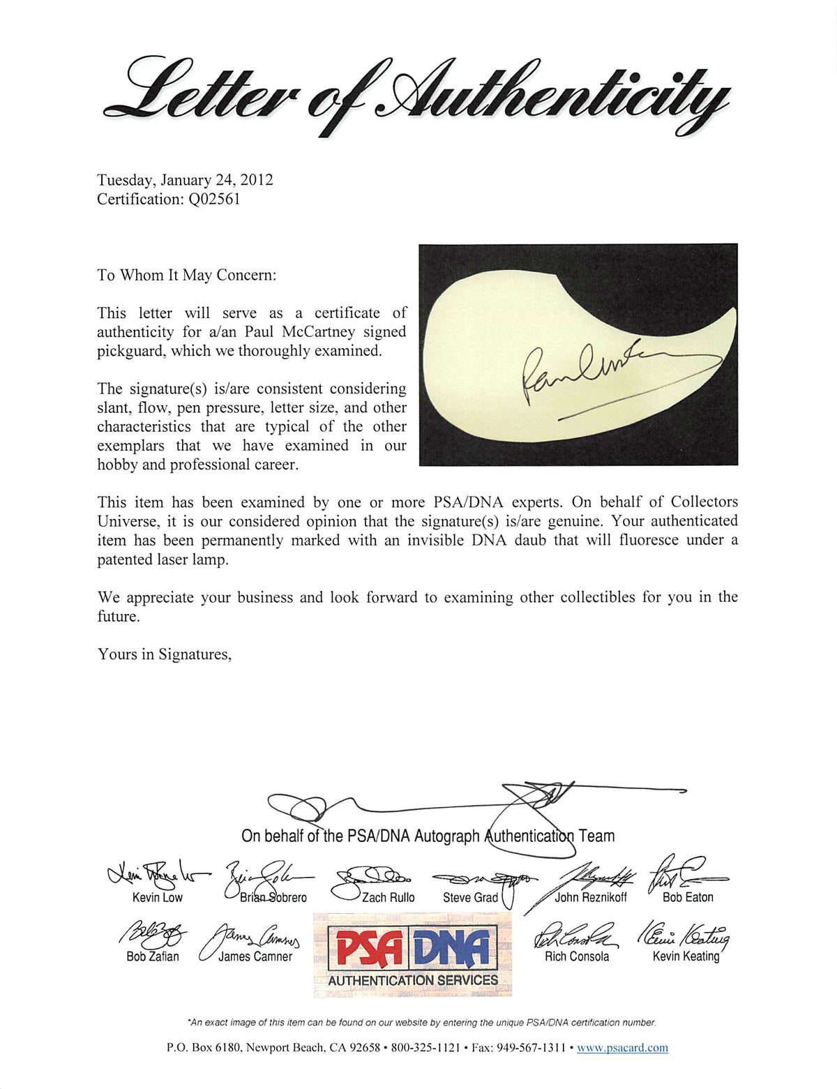 Paul McCartney The Beatles Authentic Signed Acoustic Guitar PSA/DNA #Q02561