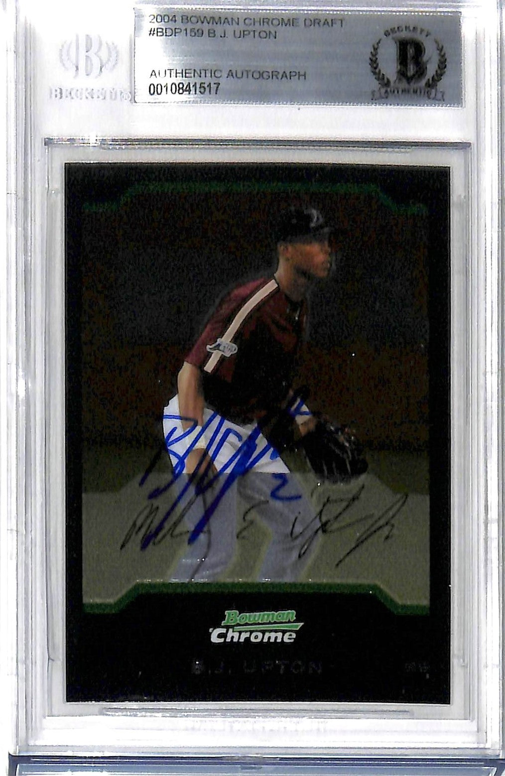 Rays B.J. Upton Authentic Signed 2004 Bowman Chrome #DBP159 RC Card BAS Slabbed