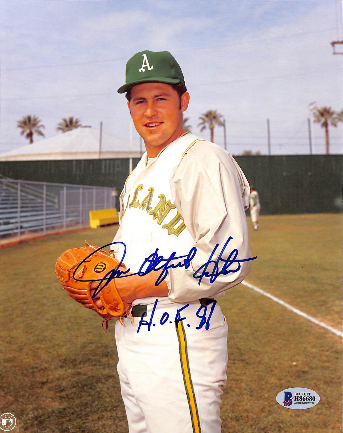 Athletics Jim Catfish Hunter "HOF 87" Authentic Signed 8x10 Photo BAS #H86680