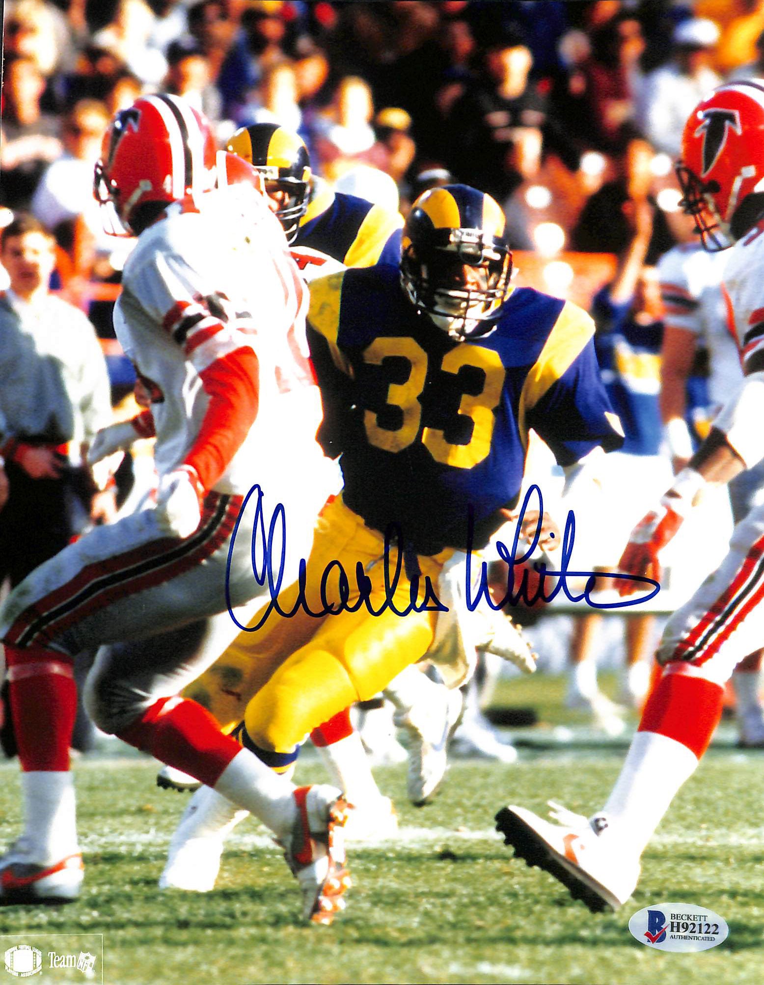 Rams Charles White Authentic Signed 8x10 Photo versus Falcons Autographed BAS