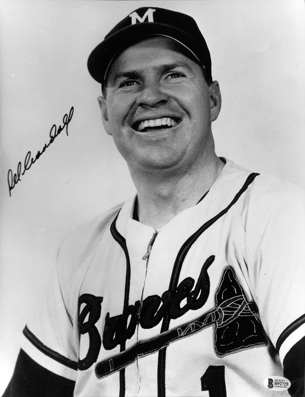 Braves Del Crandall Authentic Signed 11x14 Photo Autographed BAS #H92725