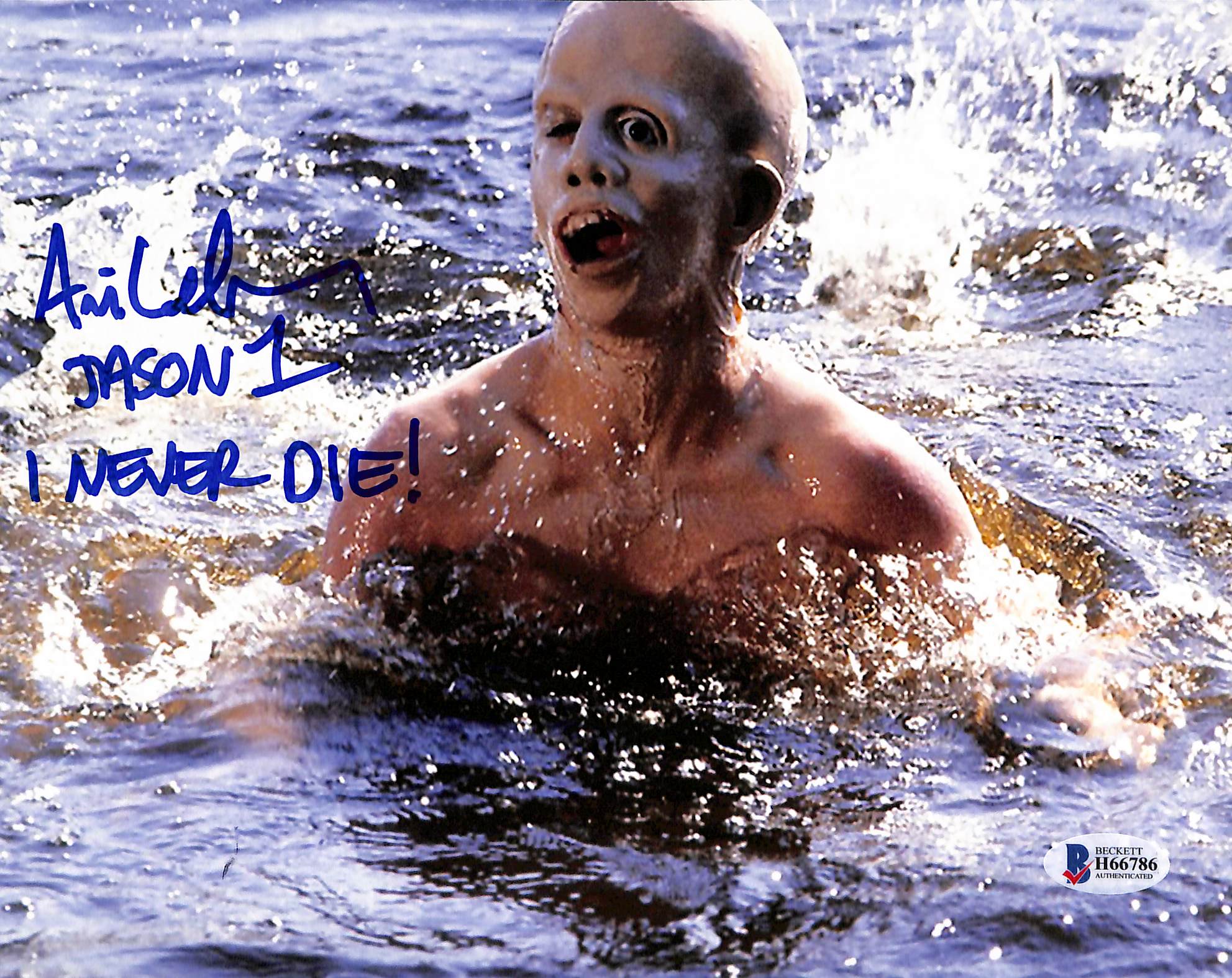 Ari Lehman Friday The 13th "Jason 1 I Never Die!" Signed 8x10 Photo BAS 7