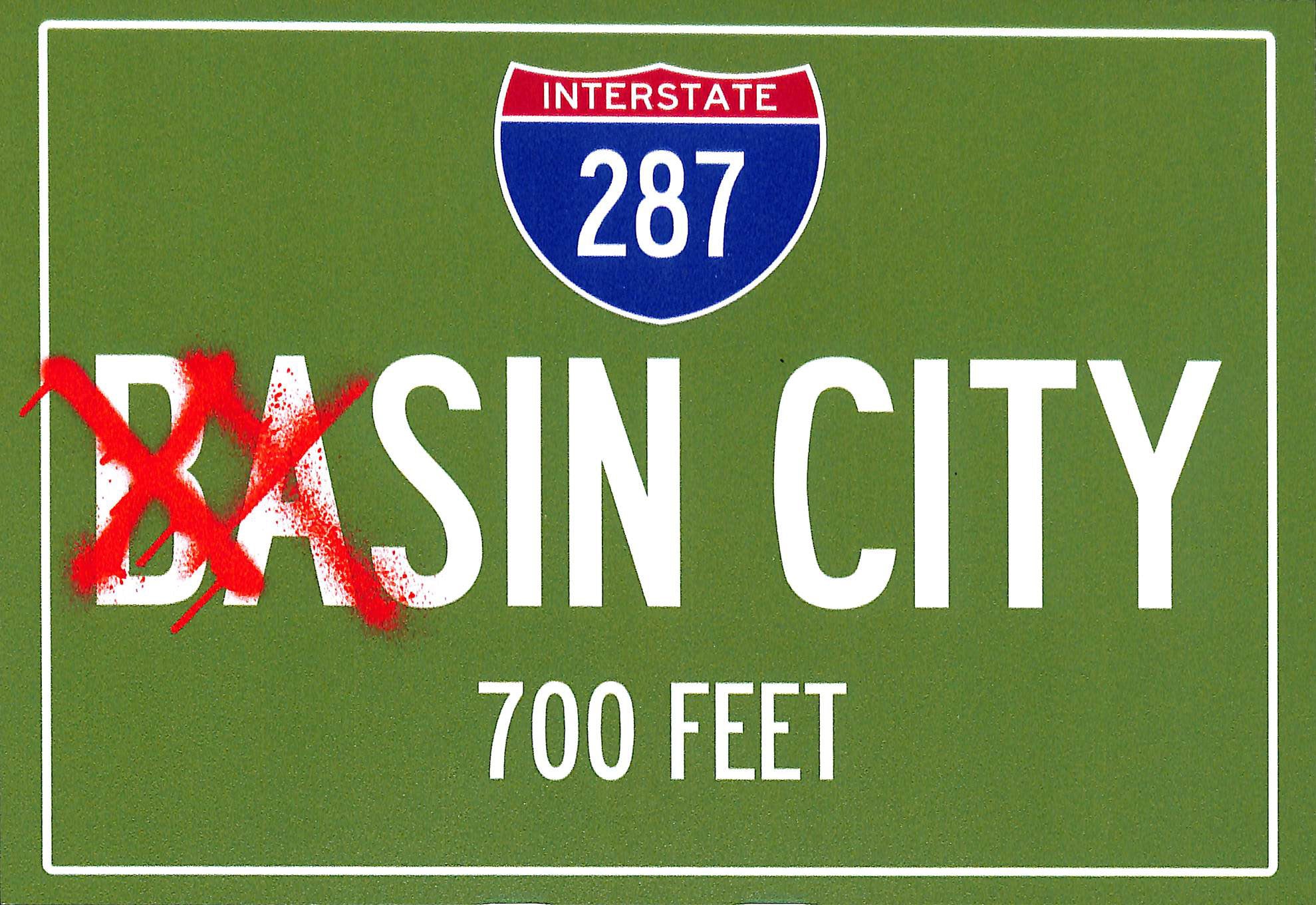 Basin Sin City 7x10 Metal Road Sign Highway 287 Prop Exclusively from BAM BOX