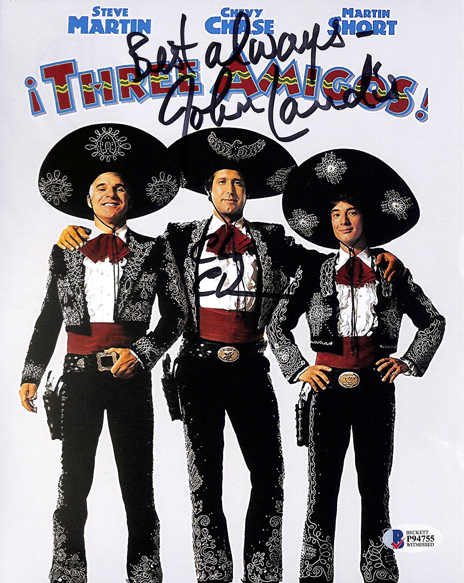 Chevy Chase & John Landis Three Amigos! Authentic Signed 8x10 Photo BAS #P94755
