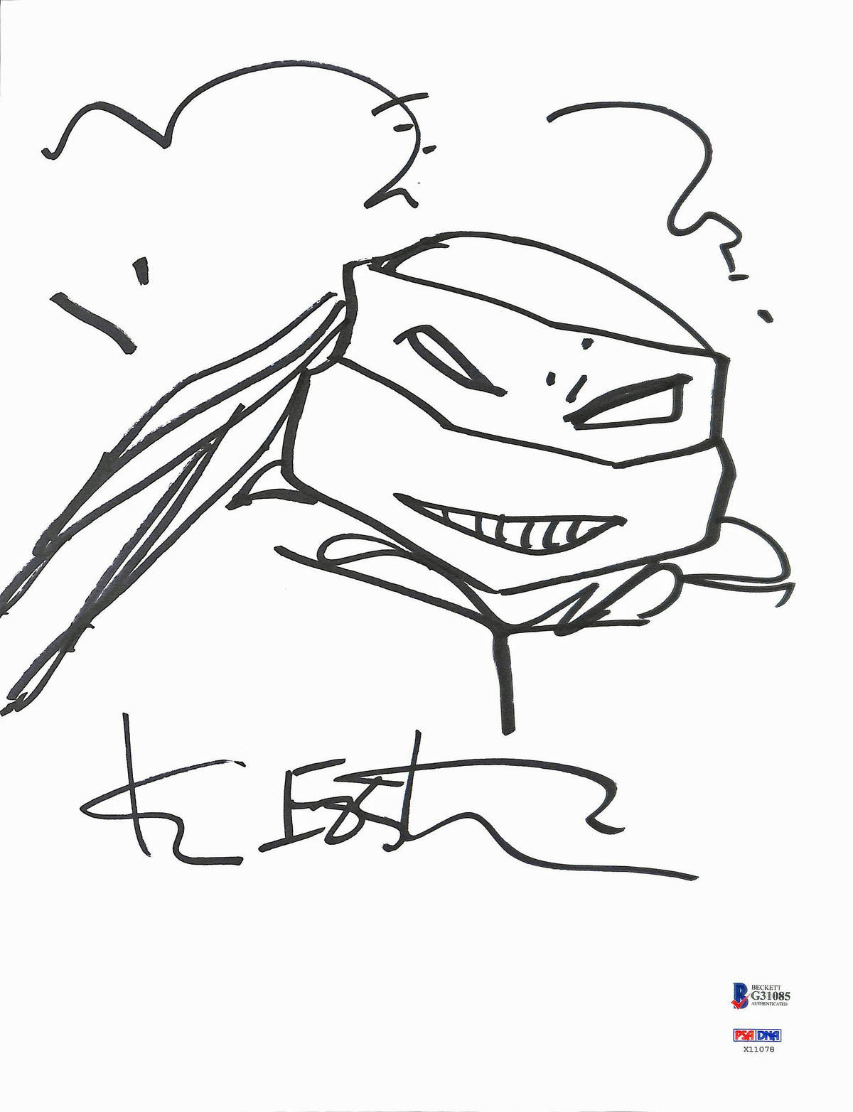 Kevin Eastman Signed 11x14 Teenage Mutant Ninja Turtles Sketch BAS #G31085