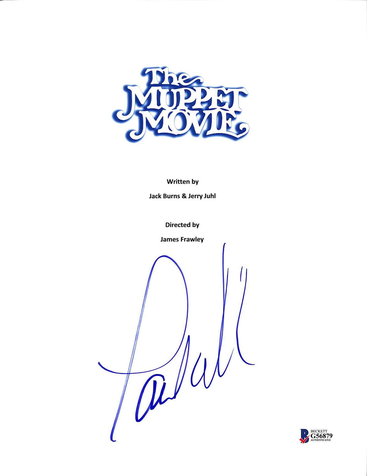 Paul Williams Authentic Signed The Muppet Movie Script Cover BAS #G56879