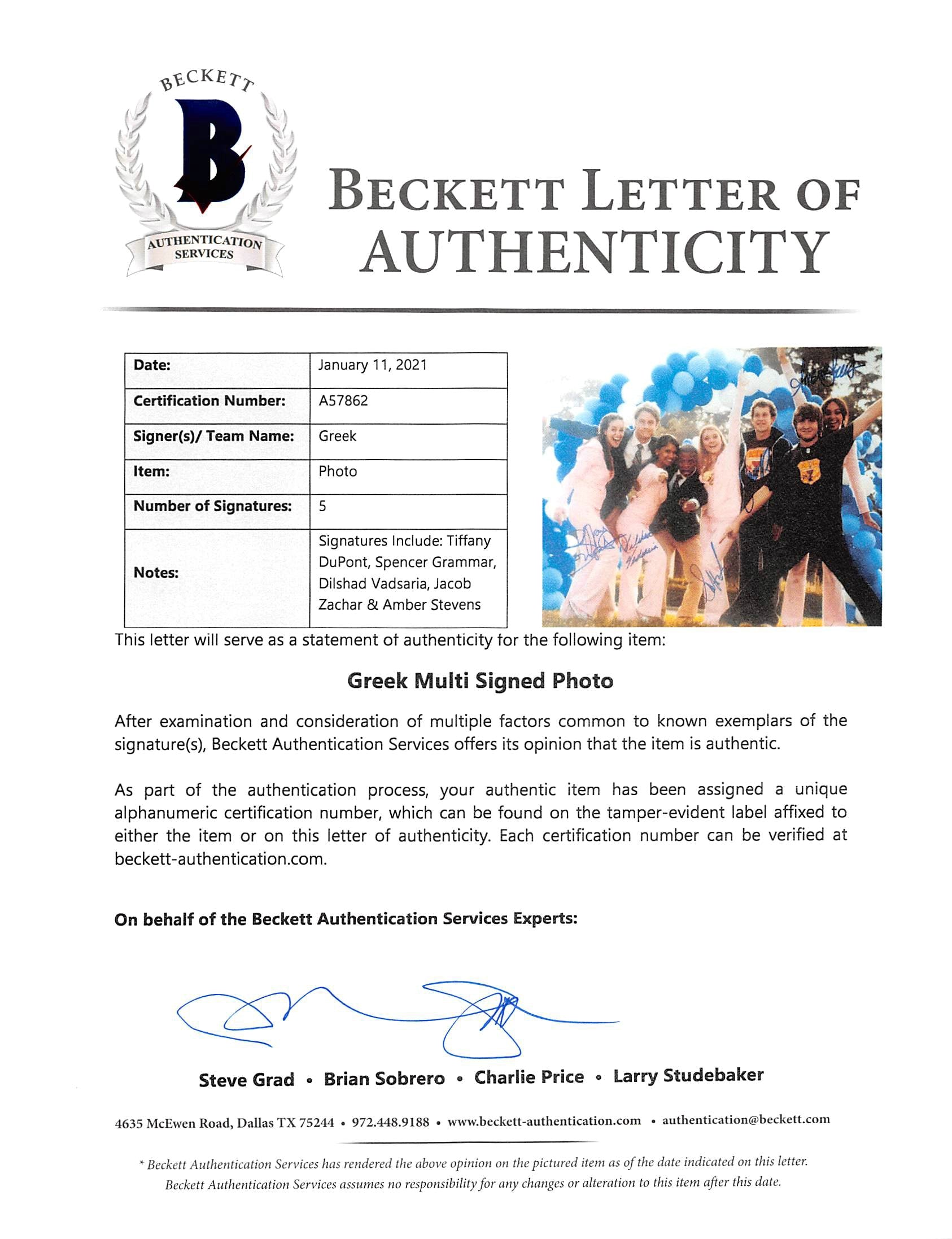 Greek (5) DuPont, Grammar, Vadsaria, Zachar & Stevens Signed 11x14 Photo BAS