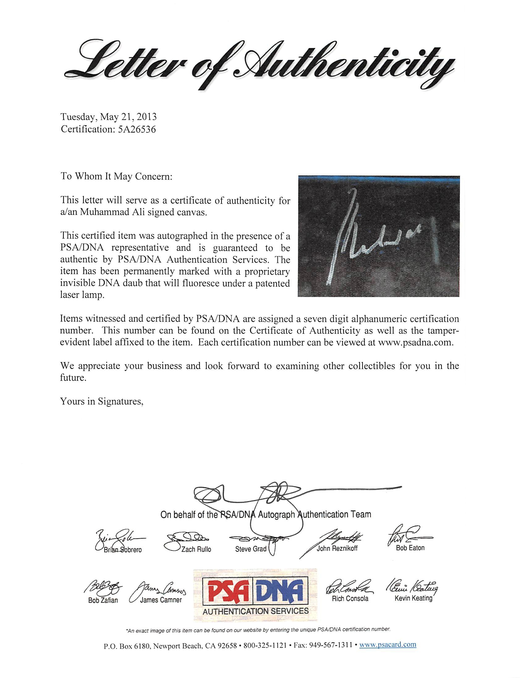 Muhammad Ali Authentic Signed 30x30 Canvas Vs. Sonny Liston PSA/DNA Itp #5A26536