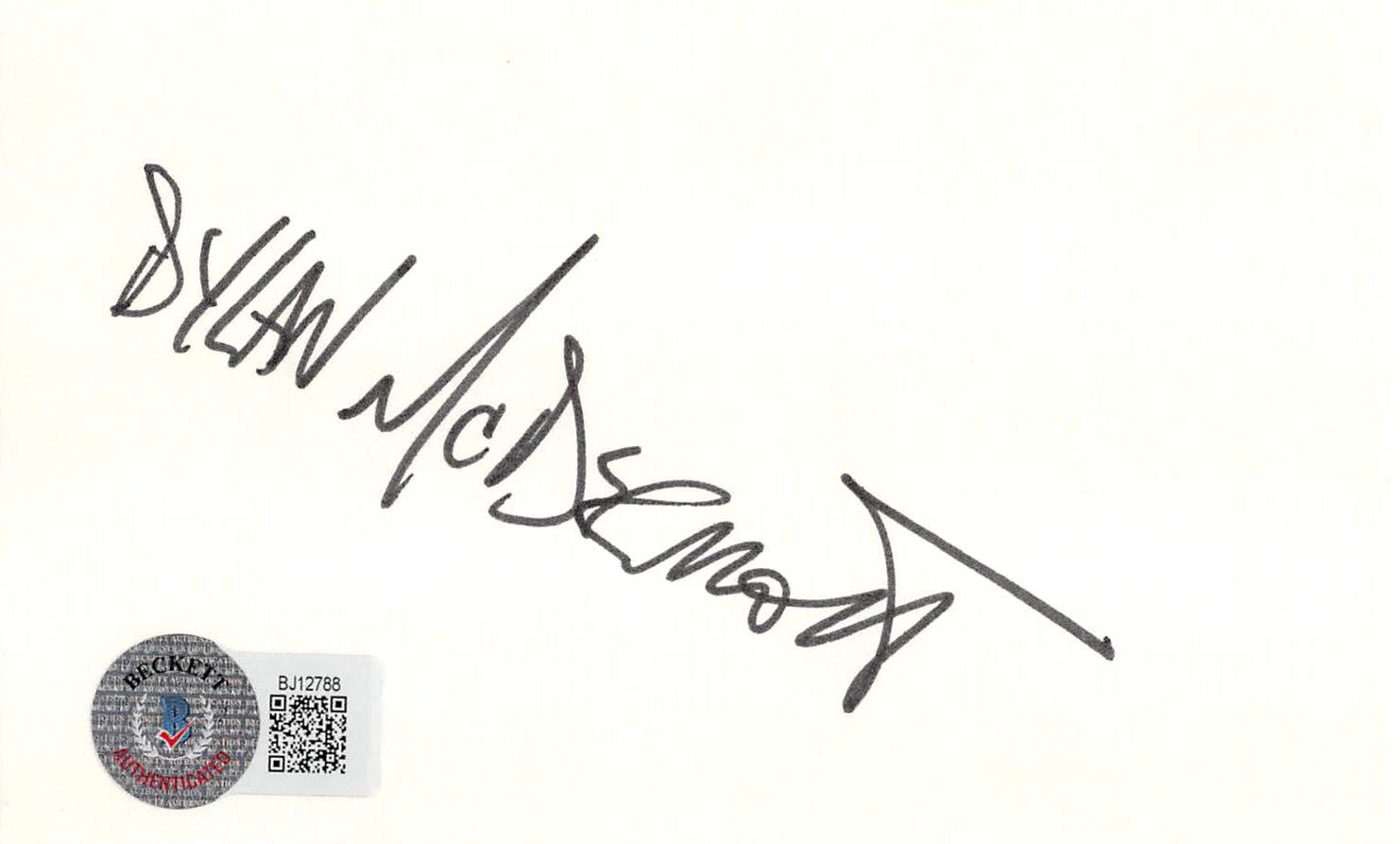 Dylan McDermott The Practice Authentic Signed 3x5 Index Card BAS #BJ12788