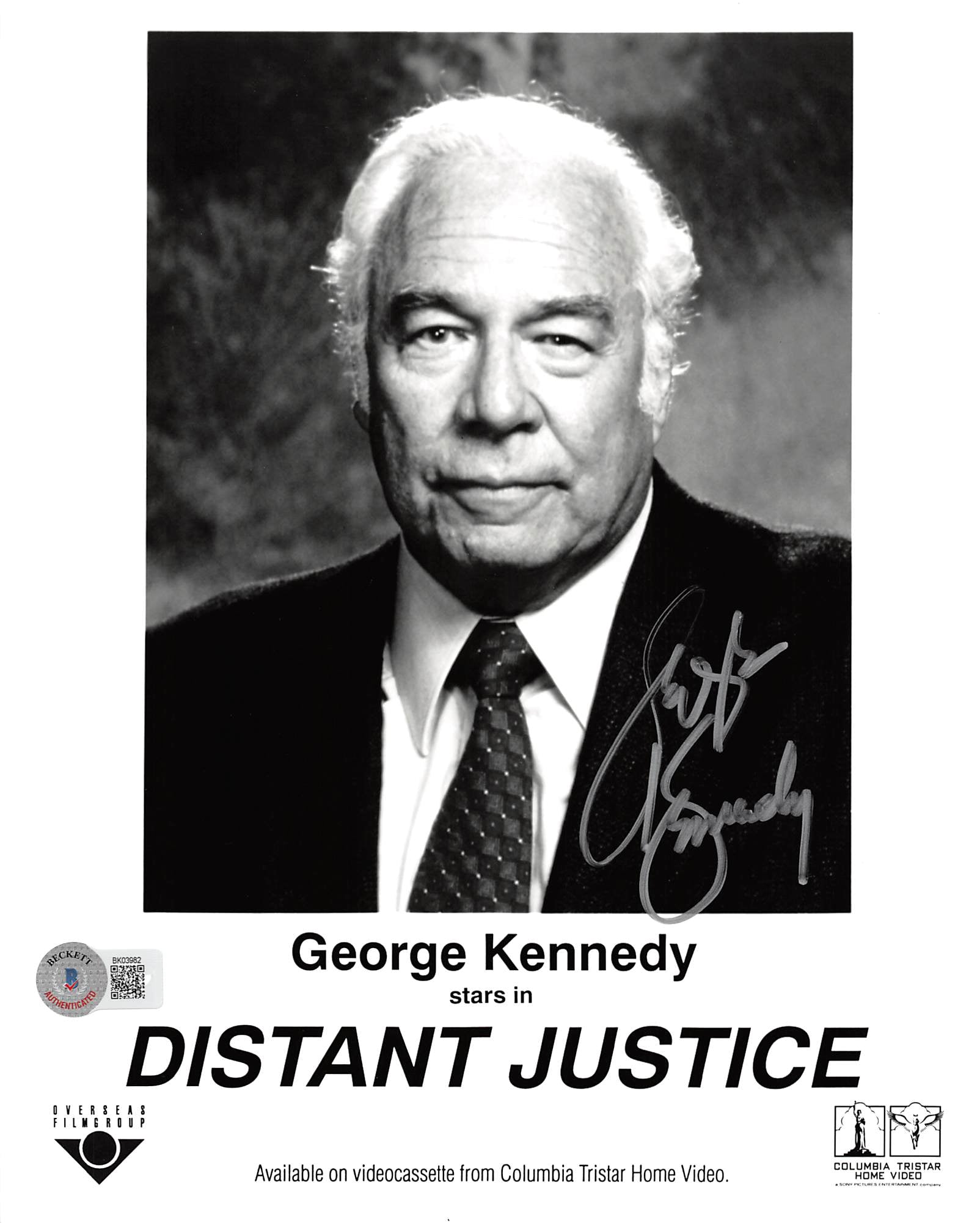 George Kennedy Distant Justice Authentic Signed 8x10 Photo BAS #BK03982