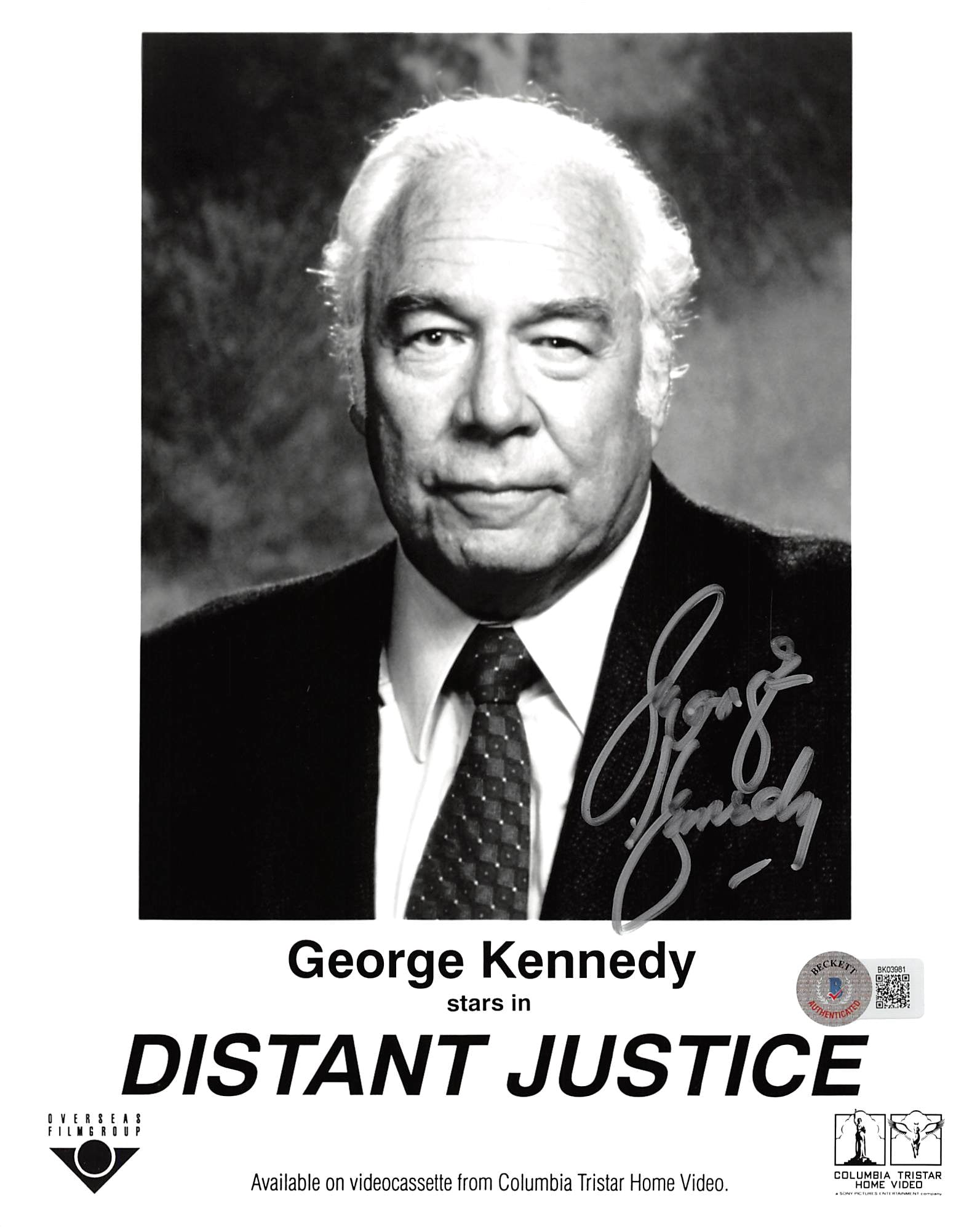 George Kennedy Distant Justice Authentic Signed 8x10 Photo BAS #BK03981