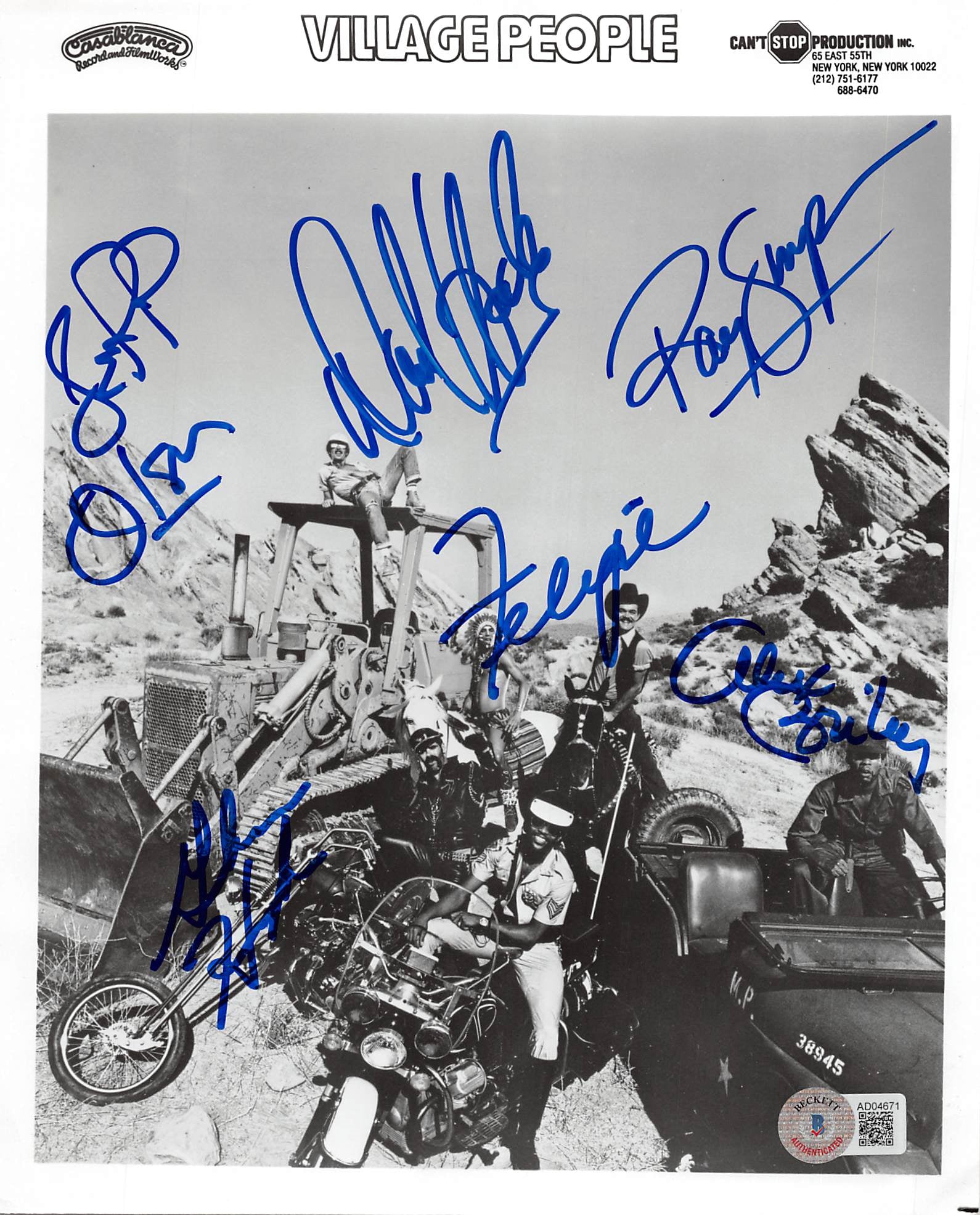 The Village People (6) Stephens, Briley, Olson +3 Signed 8x10 Photo BAS #AD04671