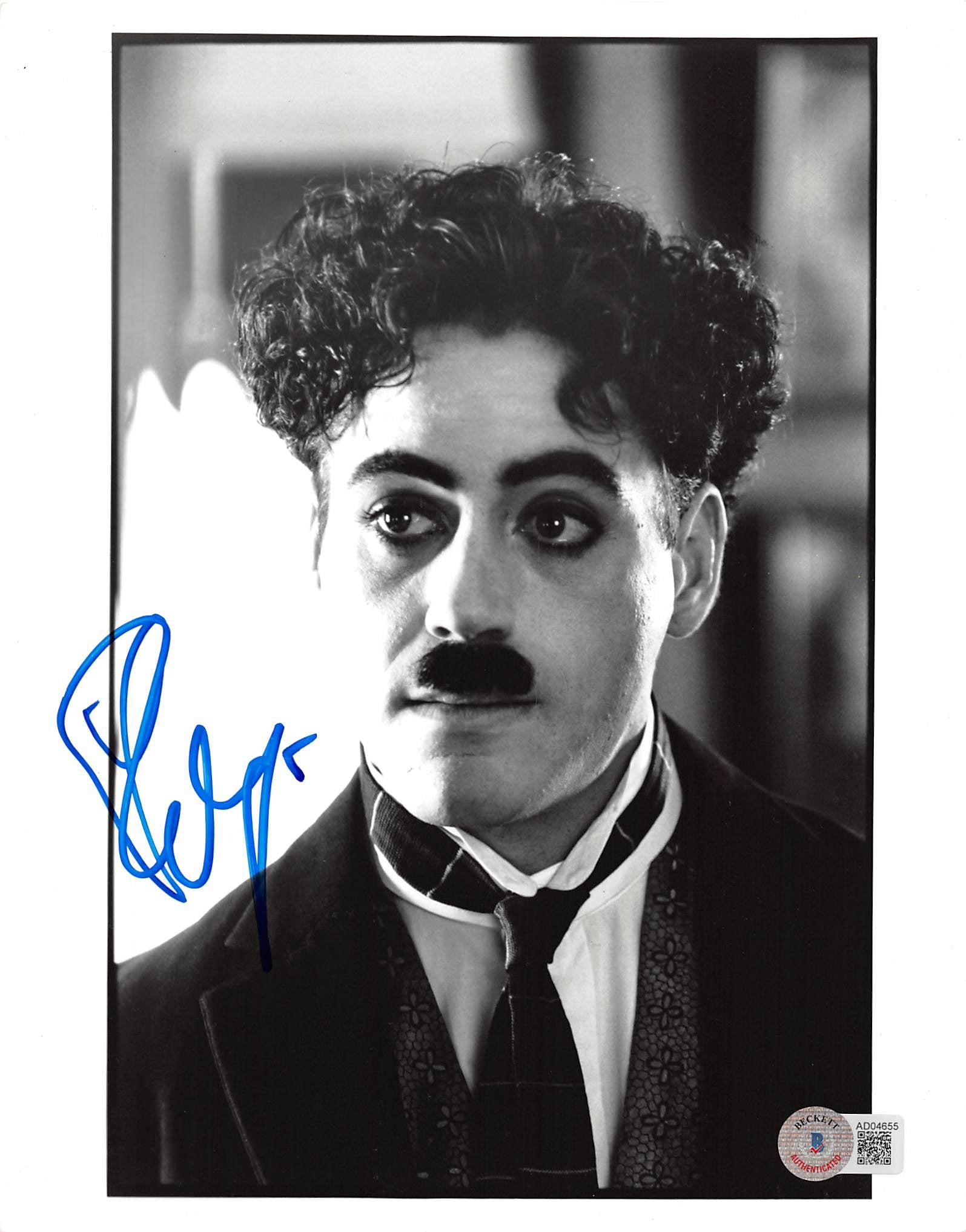 Robert Downey Jr. Chaplin Authentic Signed 8x10 Black & White Photo BAS #AD04655