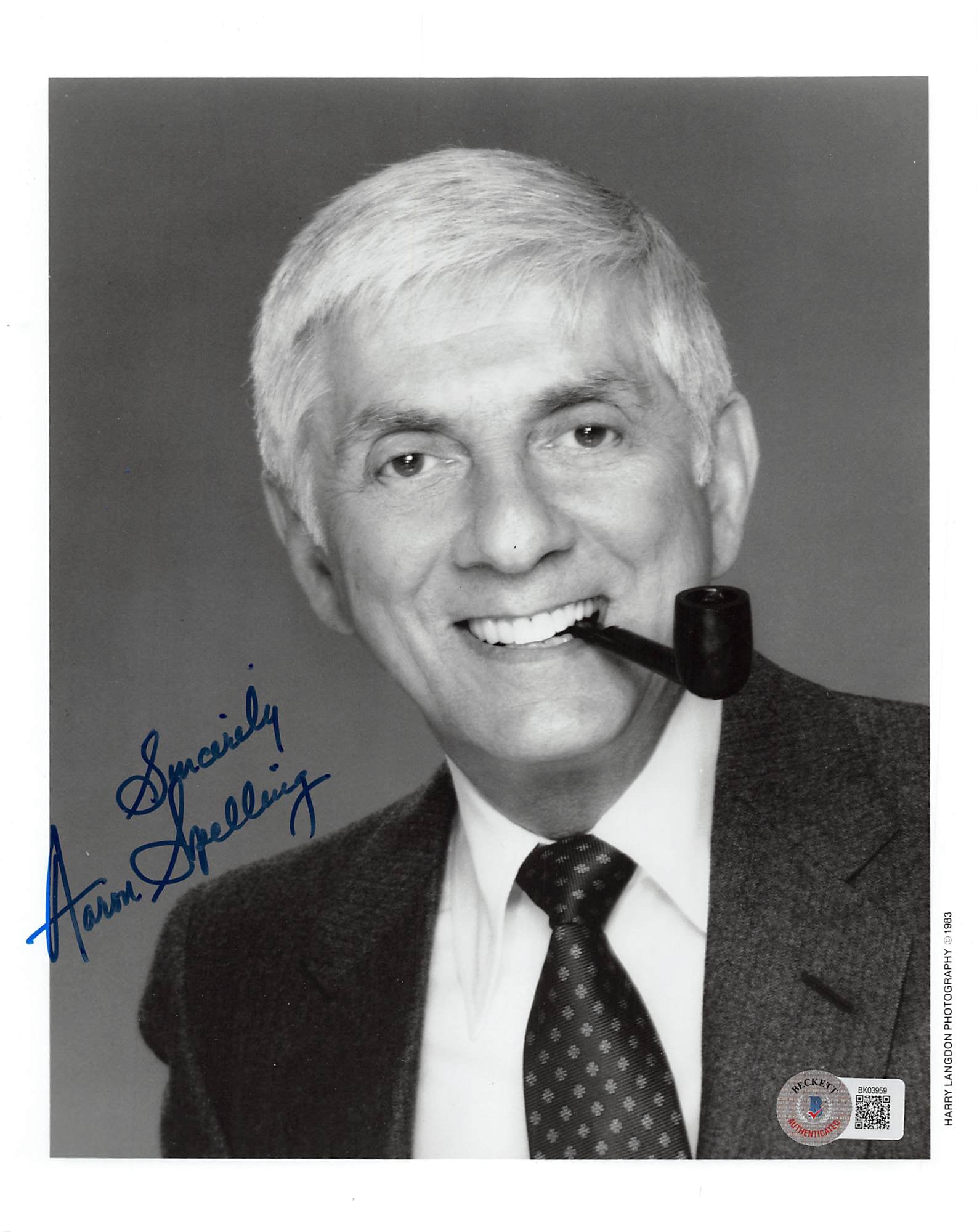 Aaron Spelling Beverly Hills 90210 "Sincerely" Signed 8x10 Photo BAS #BK03959