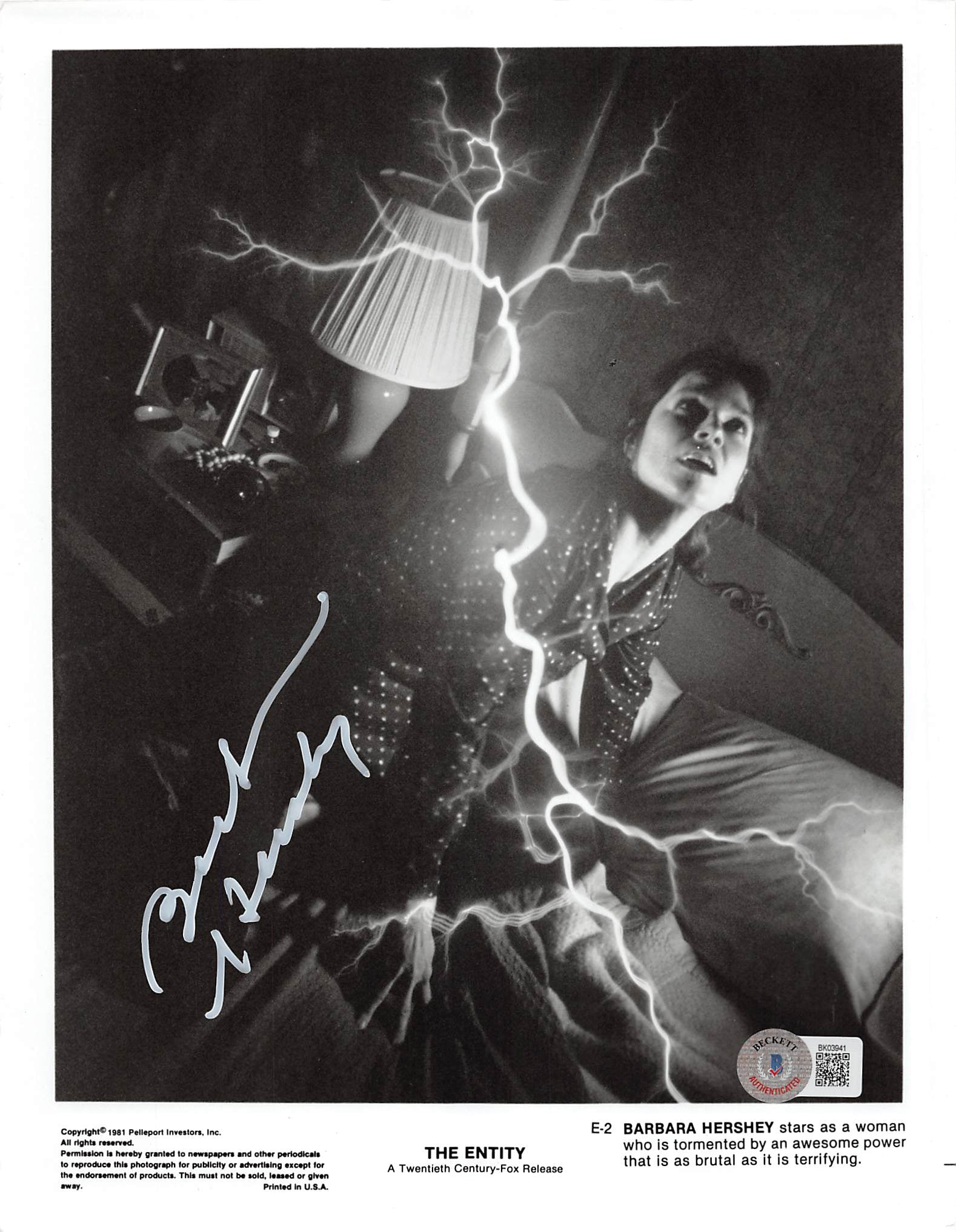 Barbara Hershey The Entity Authentic Signed 8x10 Photo Autographed BAS #BK03941