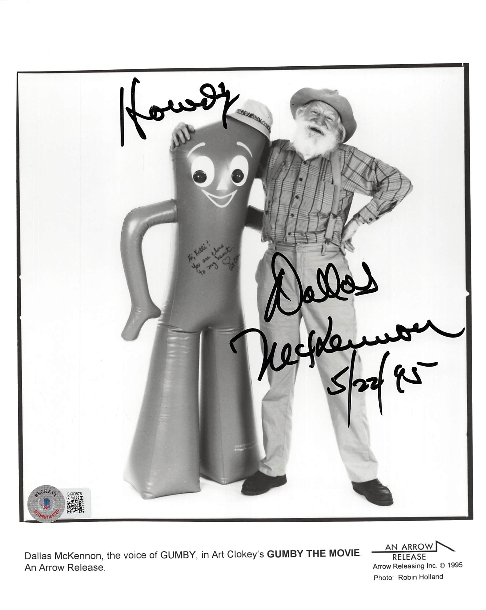 Dallas McKennon Gumby "Howdy" Authentic Signed 8x10 Photo BAS #BK03876