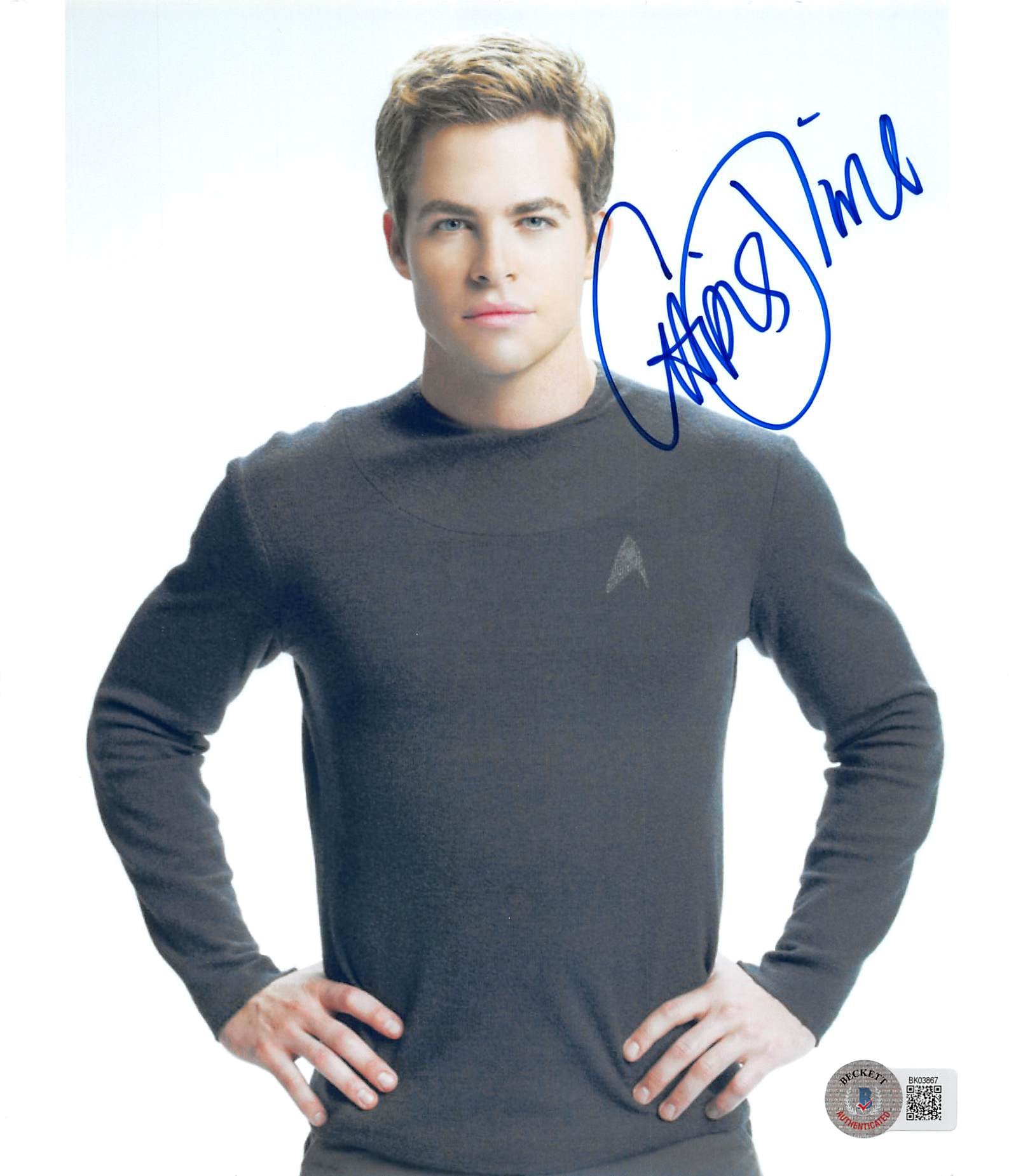 Chris Pine Star Trek Authentic Signed 8x9.5 Photo Autographed BAS #BK03867