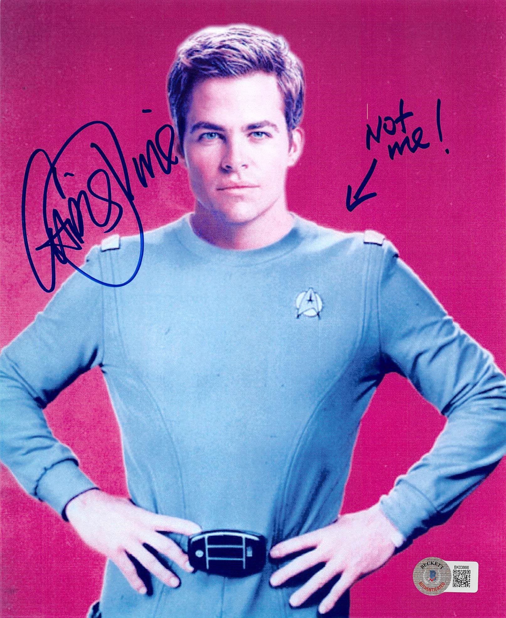 Chris Pine Star Trek "Not Me!" Authentic Signed 8x10 Photo BAS #BK03866