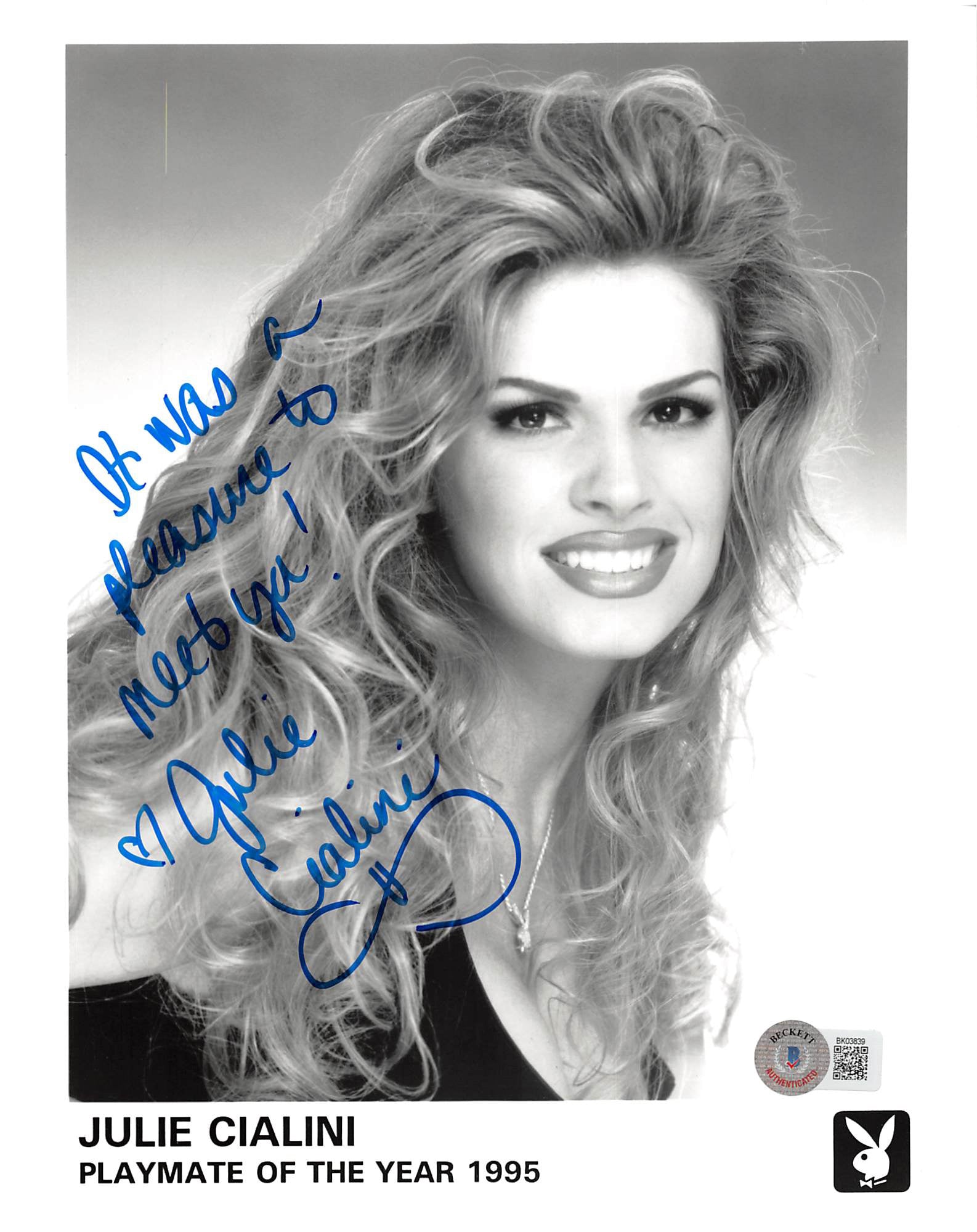 Julie Cialini Playboy Authentic Signed 8x10 Photo Autographed BAS #BK03839