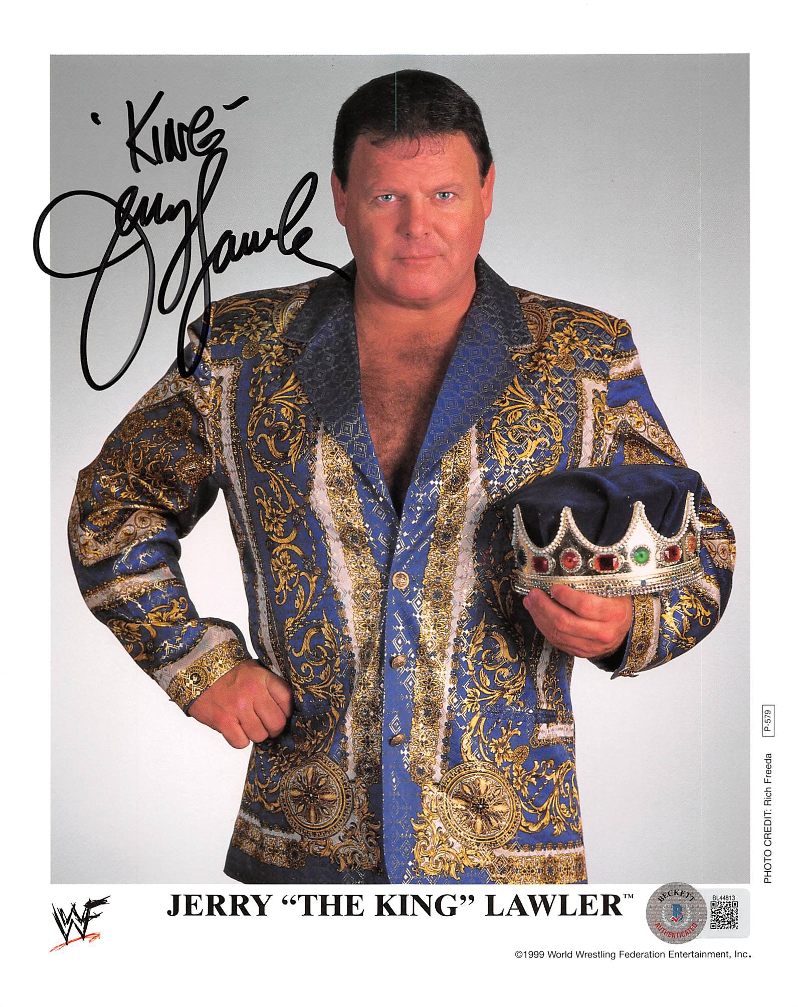 Jerry "The King" Lawler "King" Authentic Signed 8x10 Photo BAS #BL44613
