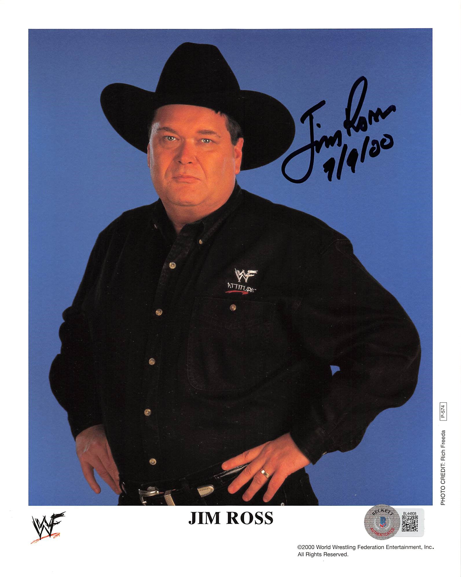 Jim Ross "7/9/00" Authentic Signed 8x10 Photo Autographed BAS #BL44808