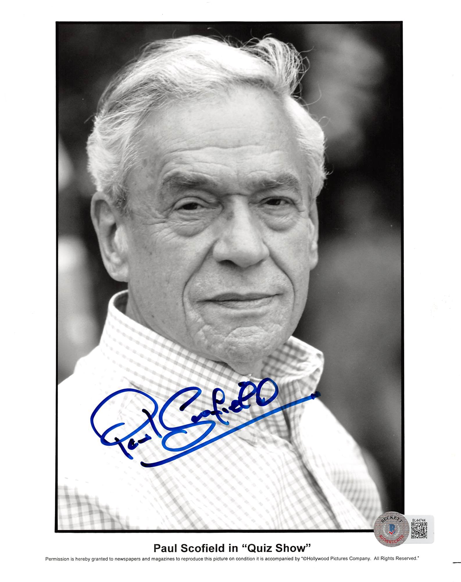 Paul Scofield Quiz Show Authentic Signed 8x10 Photo Autographed BAS #BL44744