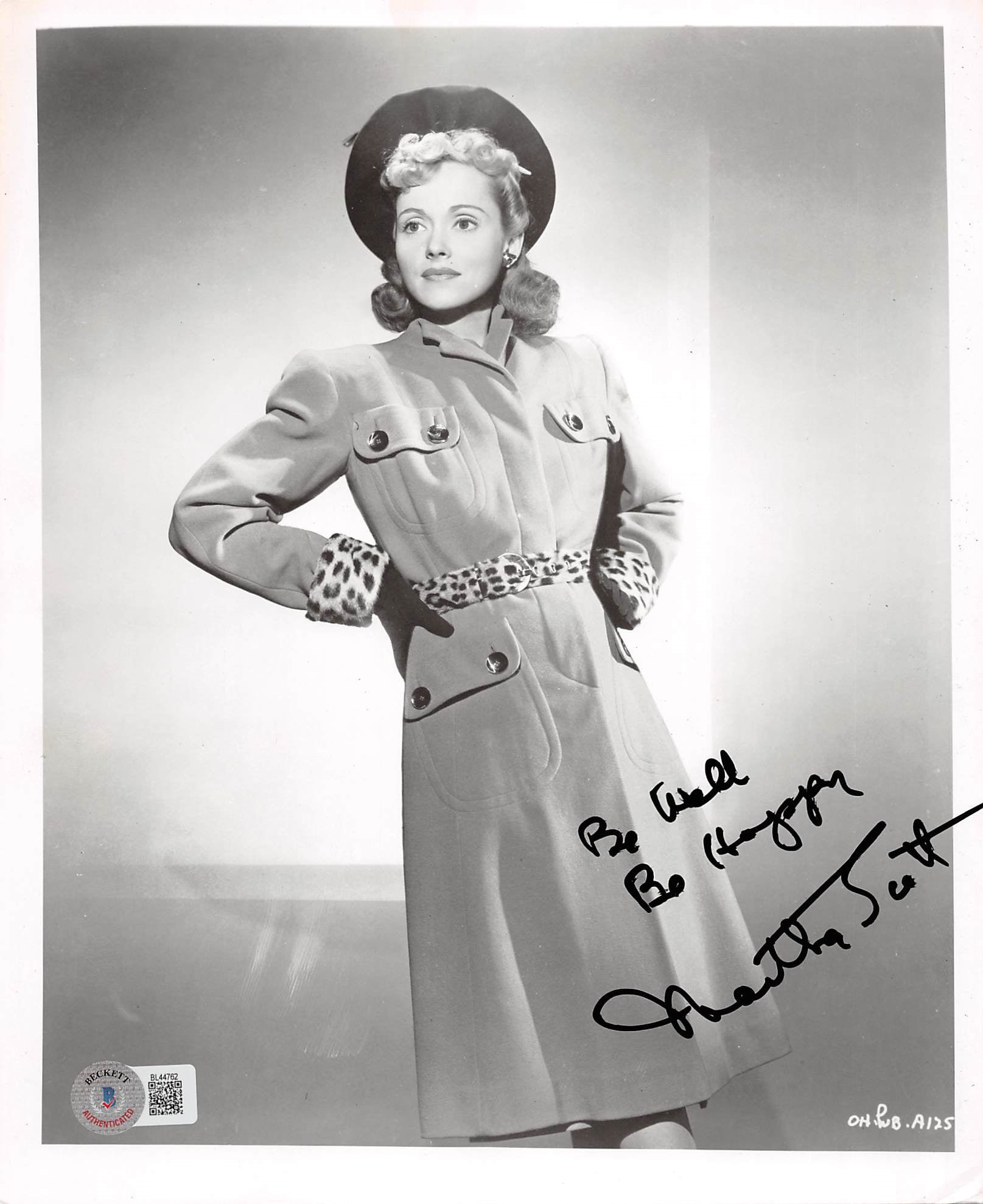Martha Scott Cheers for Miss Bishop "Be Well" Signed 8x10 Photo BAS #BL44762