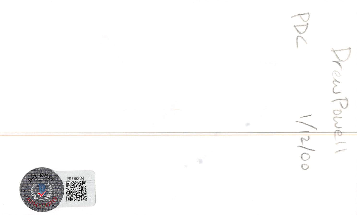 Drew Powell Gotham Authentic Signed 3x5 Index Card Autographed BAS #BL96224
