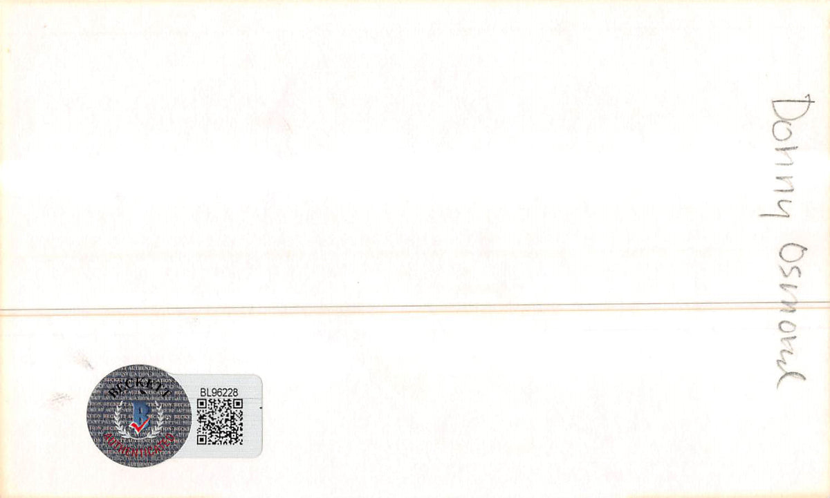 Donny Osmond Donny and Marie Authentic Signed 3x5 Index Card BAS #BL96228