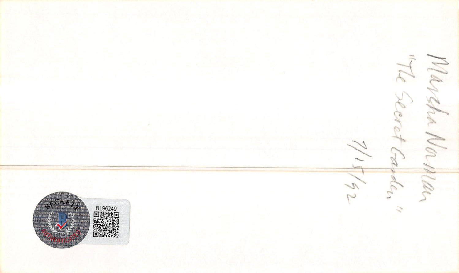 Marsha Norman The Secret Garden Authentic Signed 3x5 Index Card BAS #BL96249