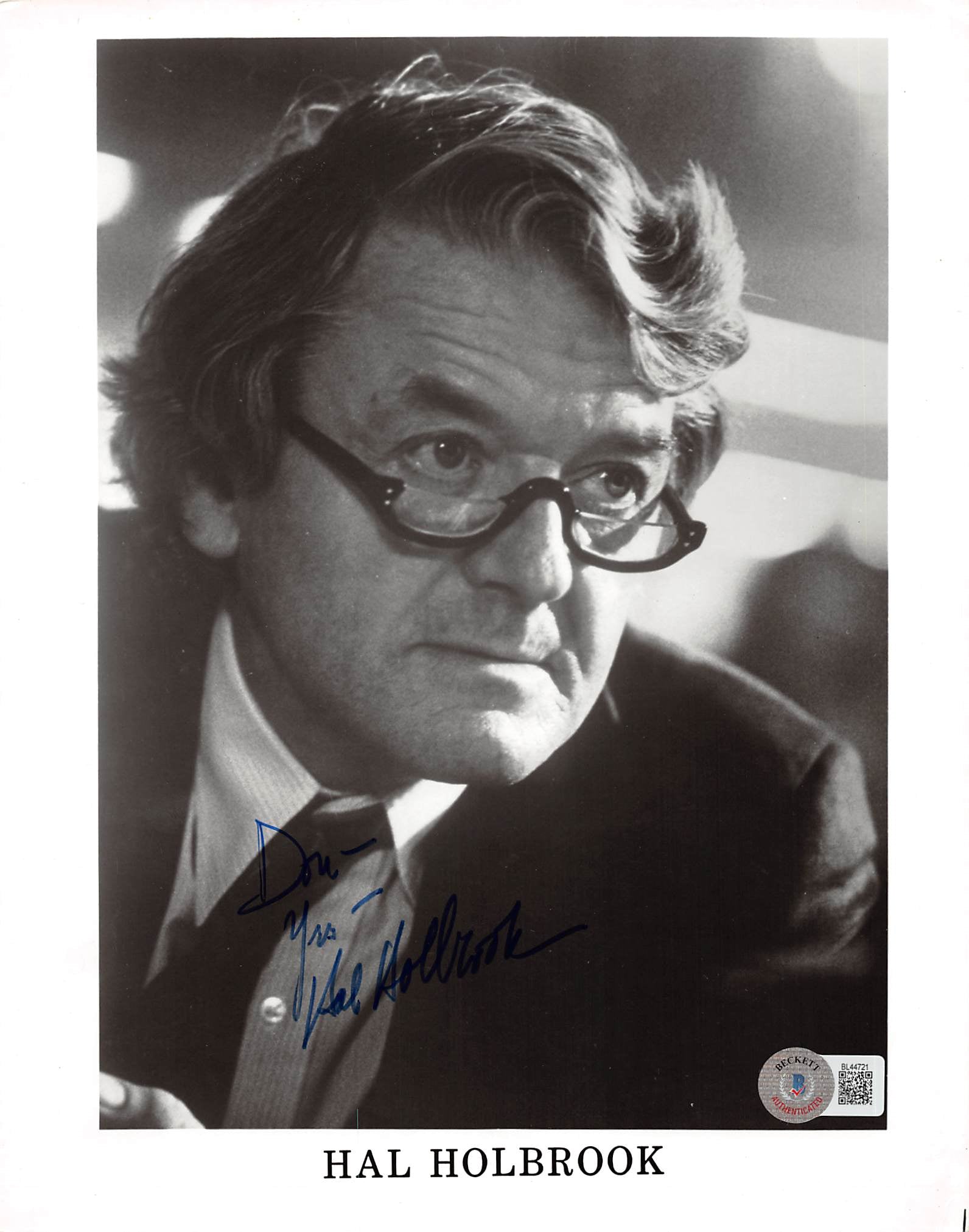 Hal Holbrook Lincoln "Don, Yours" Authentic Signed 8x10 Photo BAS #BL44721